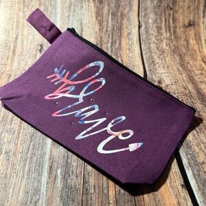 NEW Purple 7”x5” Canvas Zippered Pouch with Custom Vinyl and Charm Item #PHK4807